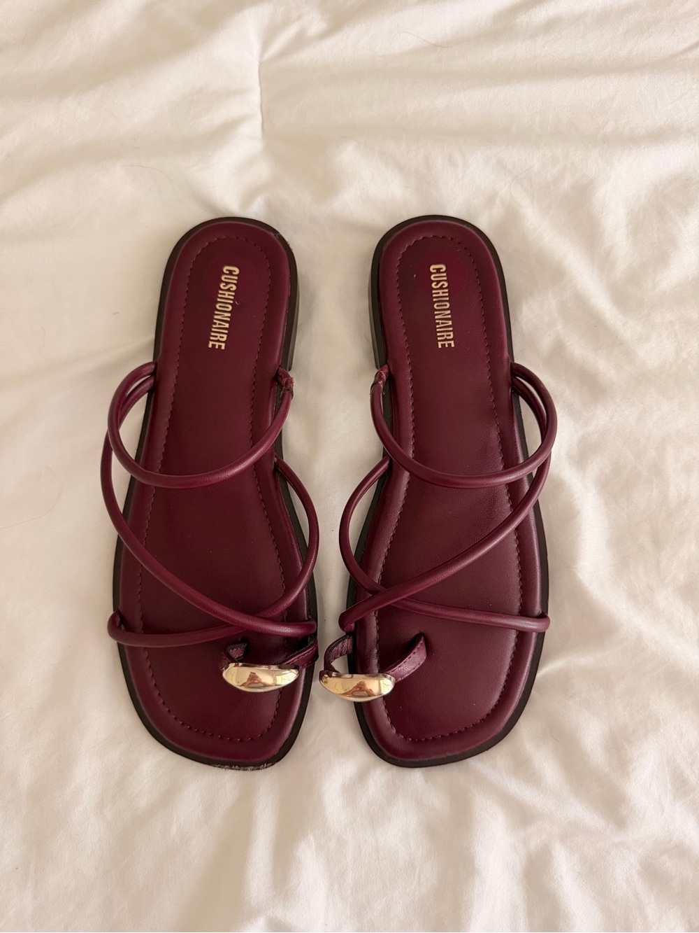 CUSHIONAIRE Women's Strappy Sandals in Burgundy